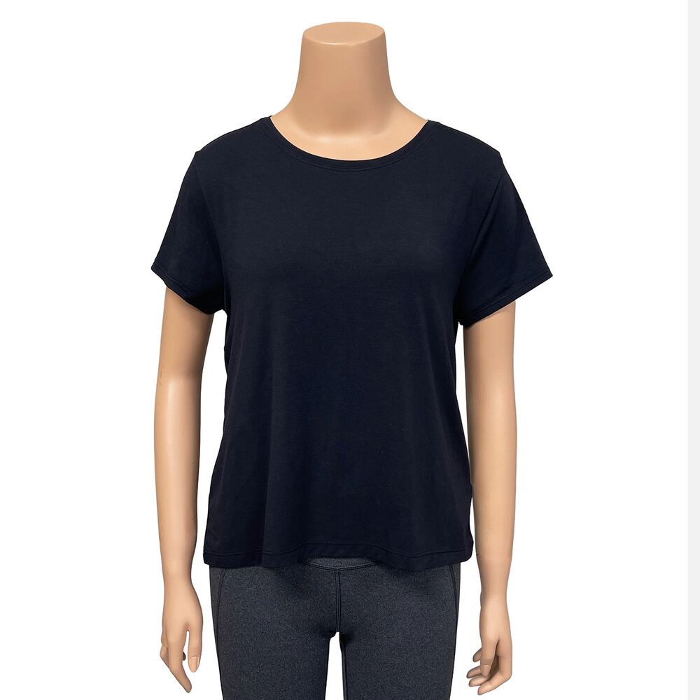 Athleta Air Out Cinch Tee Sz S Black Short Sleeve T-Shirt Lightweight Top UPF